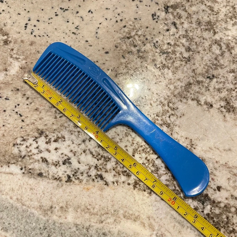 Vintage Goody Unbreakable Super Comb blue #448 Made in USA 1989‎ Wide Tooth Comb